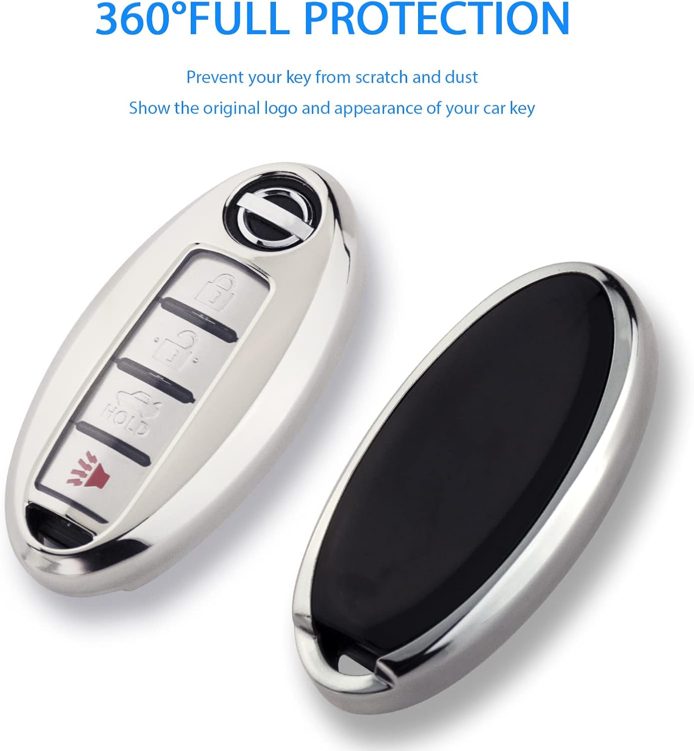 Funda para llavero Nissan con llavero, carcasa de TPU suave protección completa para Altima Rogue, Maxima, Sentra, Infiniti, Armada, Sedán, Murano,