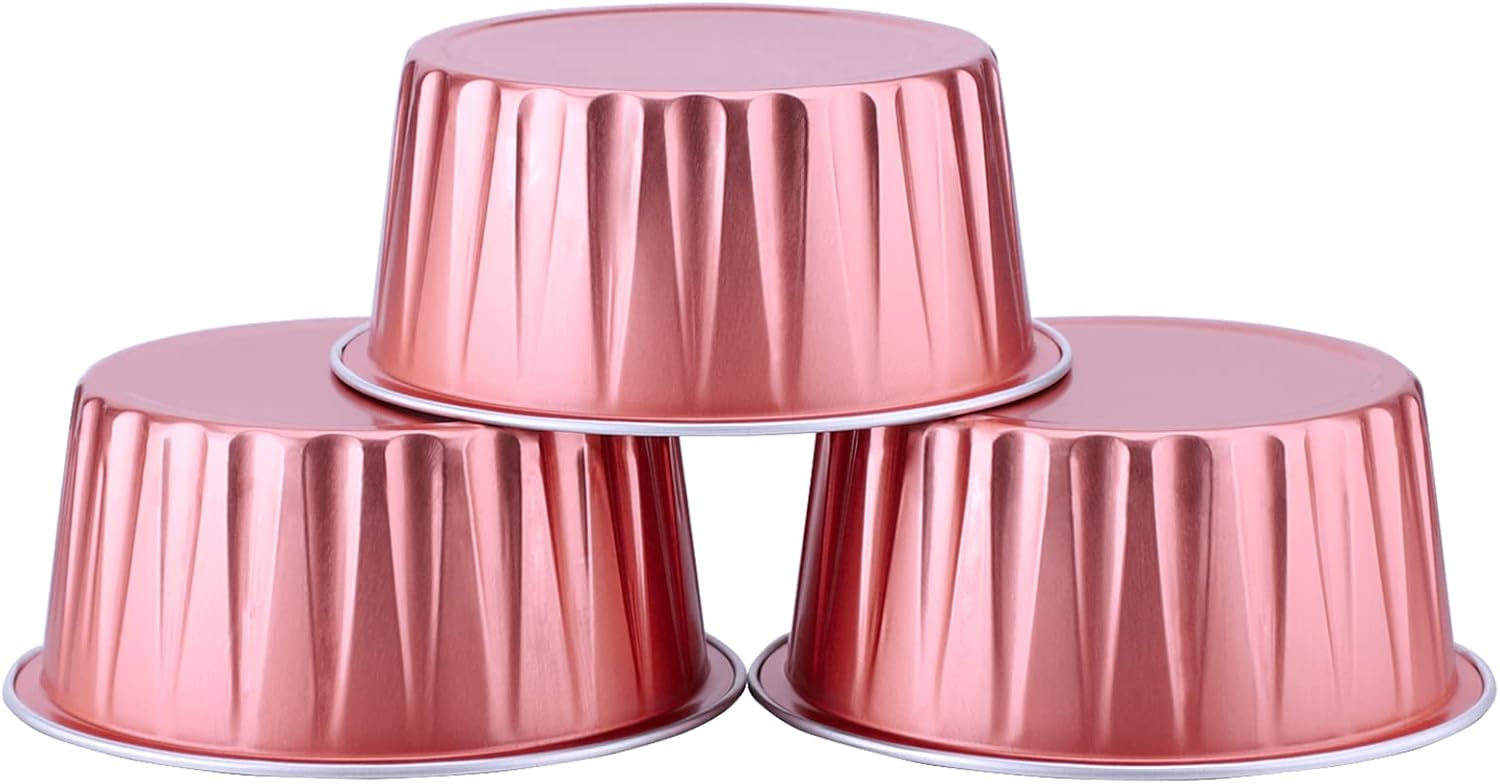 EUSOAR Vasos de aluminio con tapas, 30 moldes desechables de papel de aluminio para muffins de 5 onzas, moldes para hornear, recipientes desechables