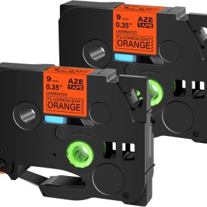 Paquete de 2 cintas de etiquetas compatibles con Brother P-Touch TZe-B21 TZ-B21 TZeB21 TZB21 TZB21 negro sobre naranja, laminado fluorescente de Paquete de 2 cintas de etiquetas compatibles con Brother P-Touch TZe-B21 TZ-B21 TZeB21 TZB21 TZB21 negro sobre naranja, laminado fluorescente de