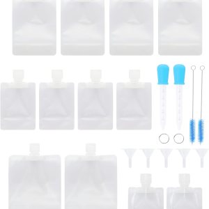 RIIEYOCA Bolsa de embalaje vacía de plástico transparente líquido de viaje portátil de 12 piezas, con embudo, gotero, cepillo, utilizado para RIIEYOCA Bolsa de embalaje vacía de plástico transparente líquido de viaje portátil de 12 piezas, con embudo, gotero, cepillo, utilizado para