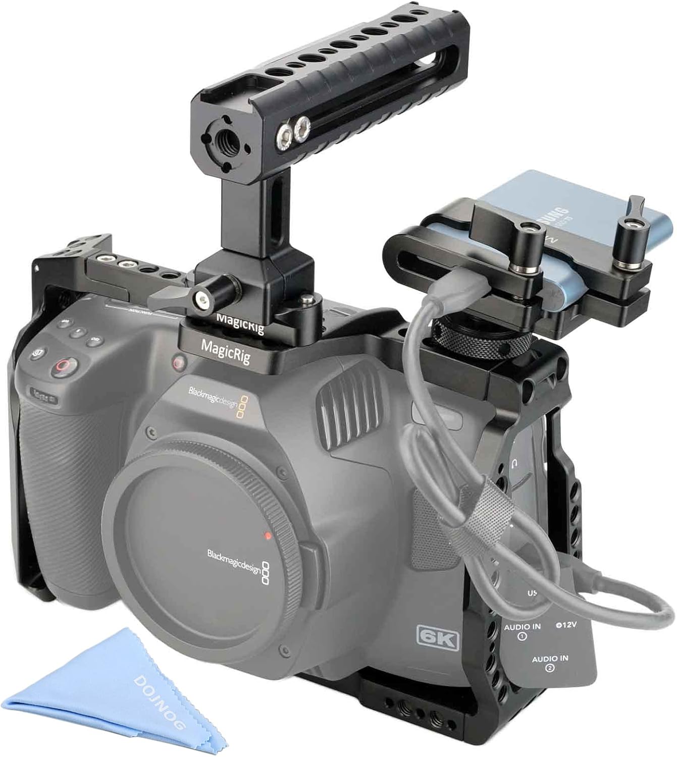 BMPCC 6K Pro y 6K G2 Kit de jaula completa, con mango superior, riel NATO y soporte SSD T5, para cámara de cine Blackmagic Design Pocket 6K Pro y 6K