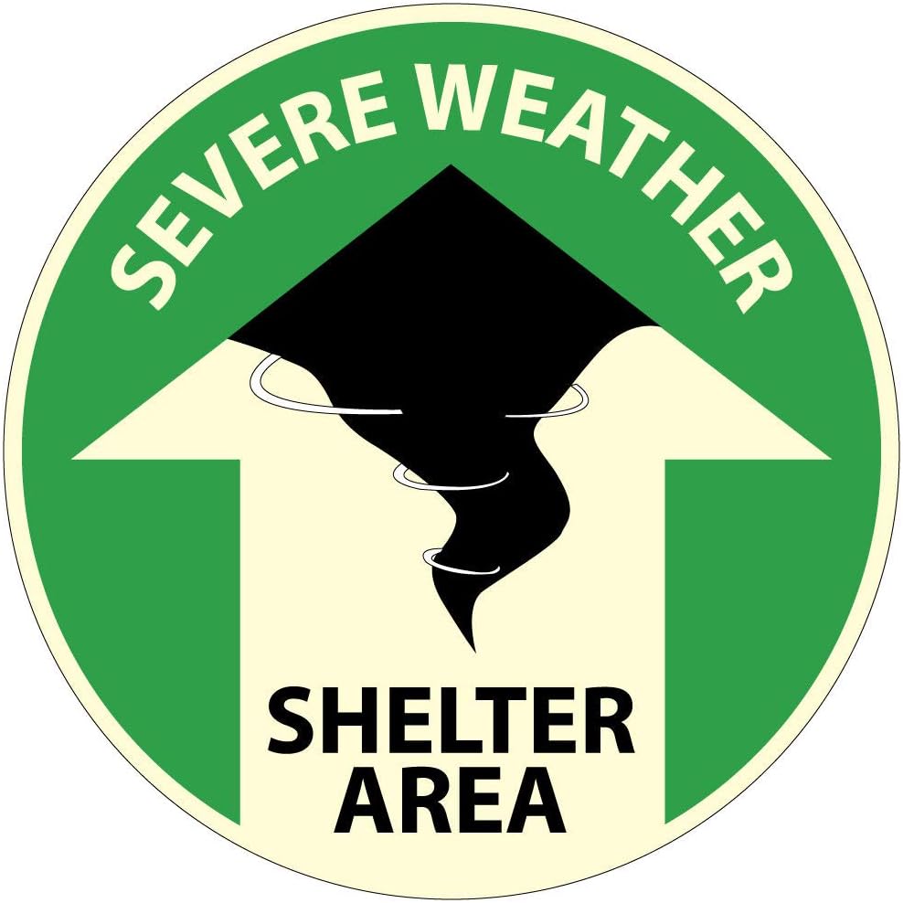 Adhesivo verde para zona de refugio de clima severo, 7.9 in