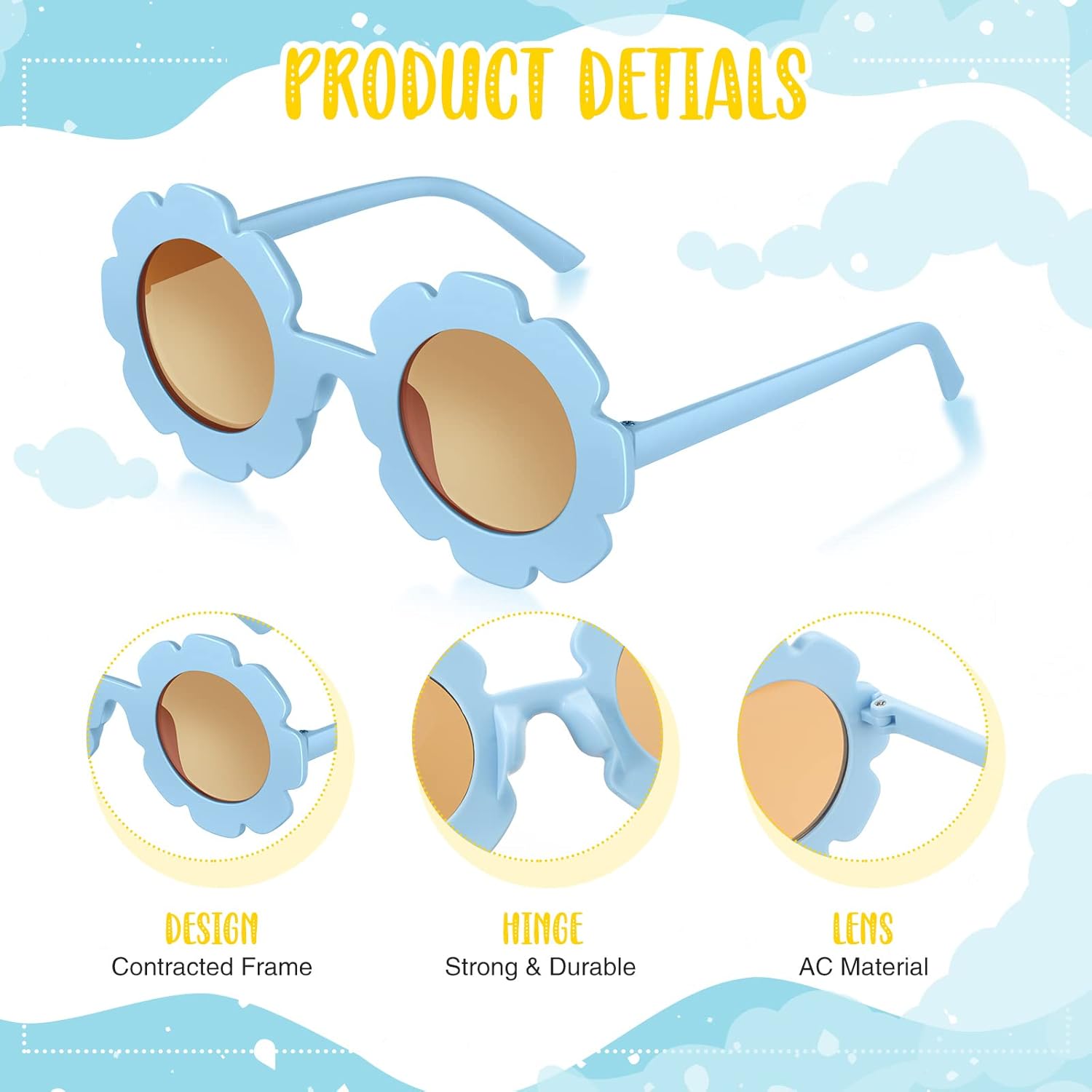CHENGU Juego de diademas de lentes de sol con flores retro, decoraciones de fiesta hippie (estilo vivo, 20 piezas)