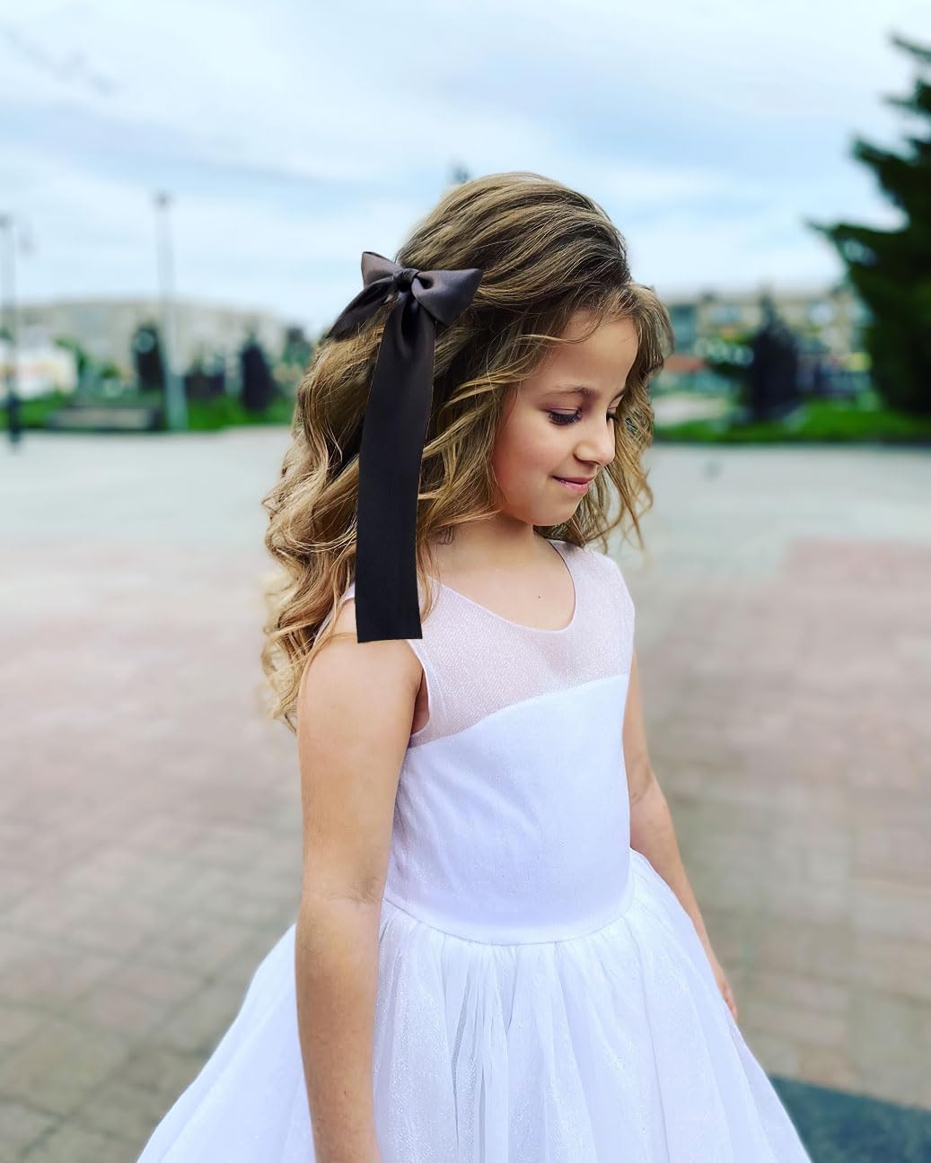2 lazos de satén sedoso para el cabello, pinzas largas blancas para niñas, pinzas de cocodrilo, accesorios para el cabello para niñas, niños