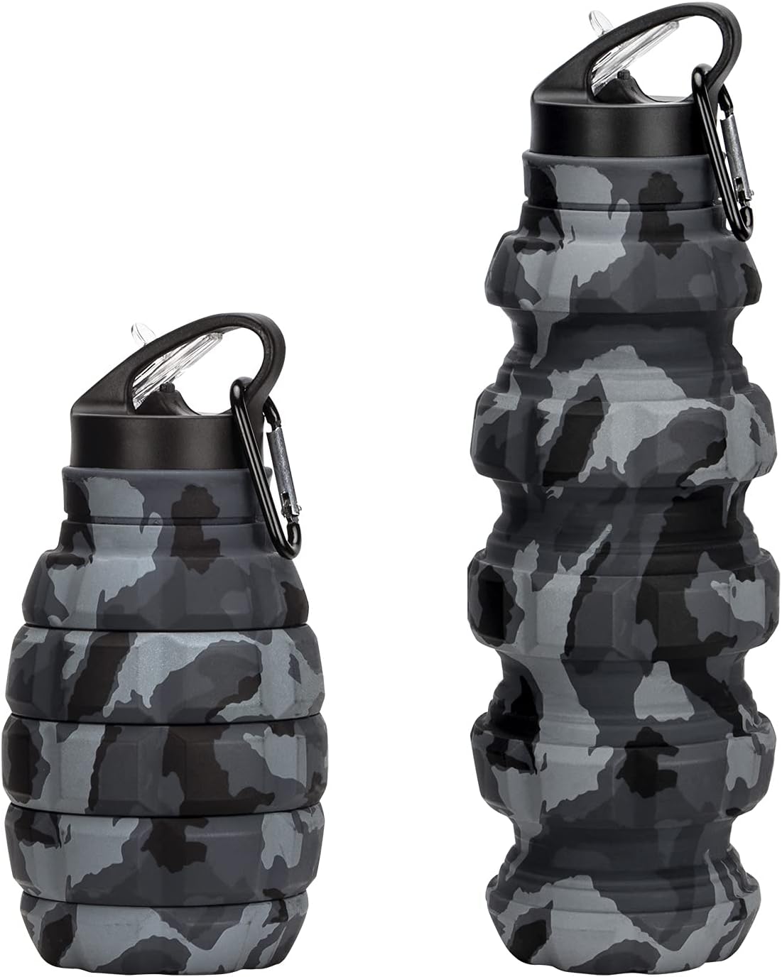 Botella de agua plegable de viaje de 18 onzas, botellas de agua plegables de silicona reutilizables para gimnasio, campamento, senderismo, botella