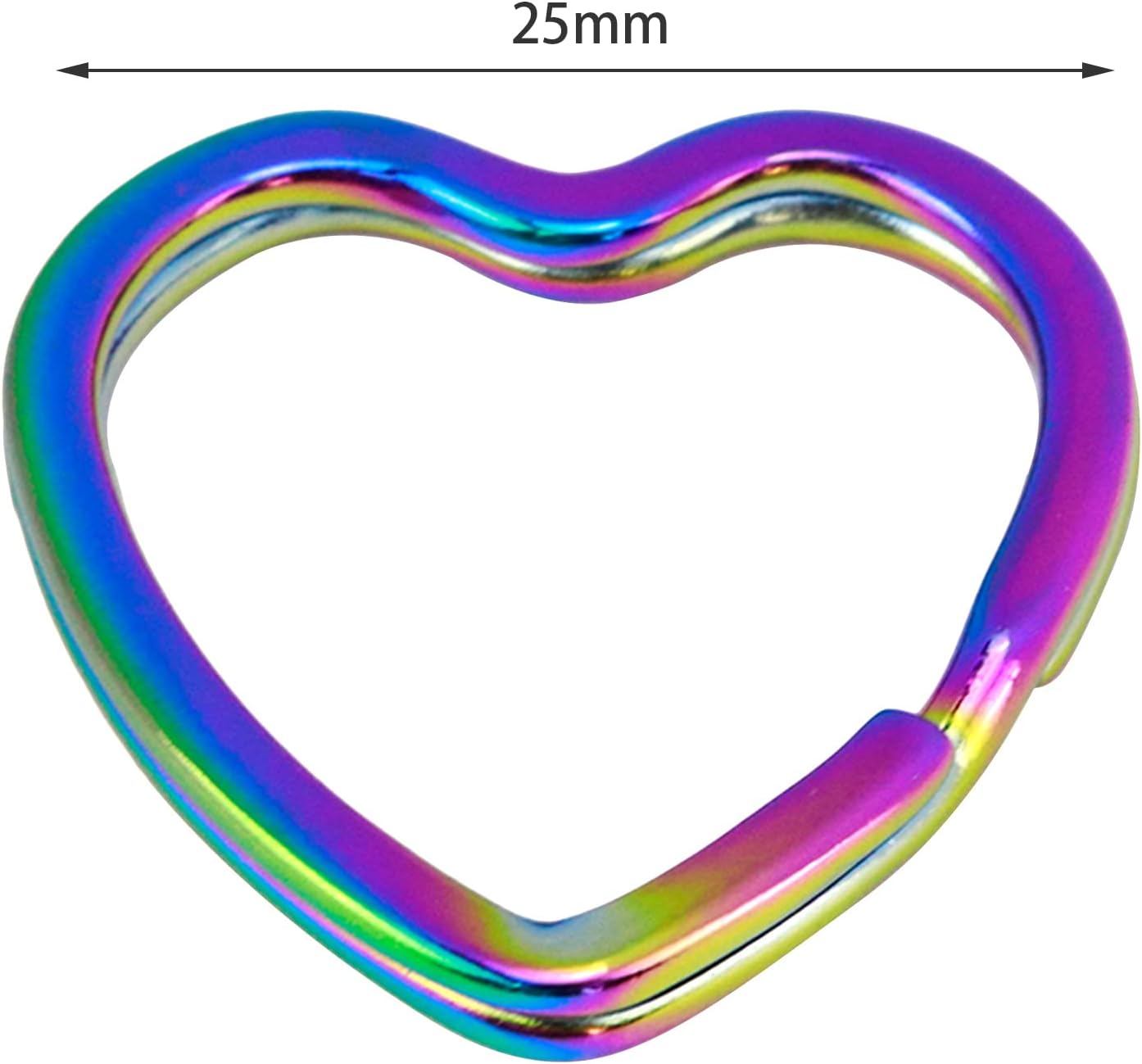 10 llaveros con forma de corazón, con forma de arco iris, anillo dividido de 0.98 pulgadas para llaveros, bolsos, bolsos, joyas