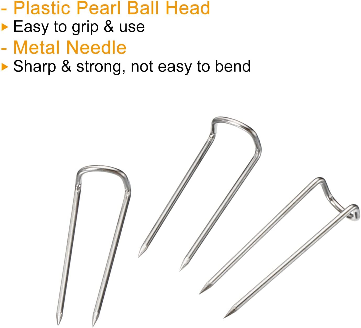 PATIKIL U-Pins, paquete de 50 pasadores de acero para costura de tela artesanal, color plateado