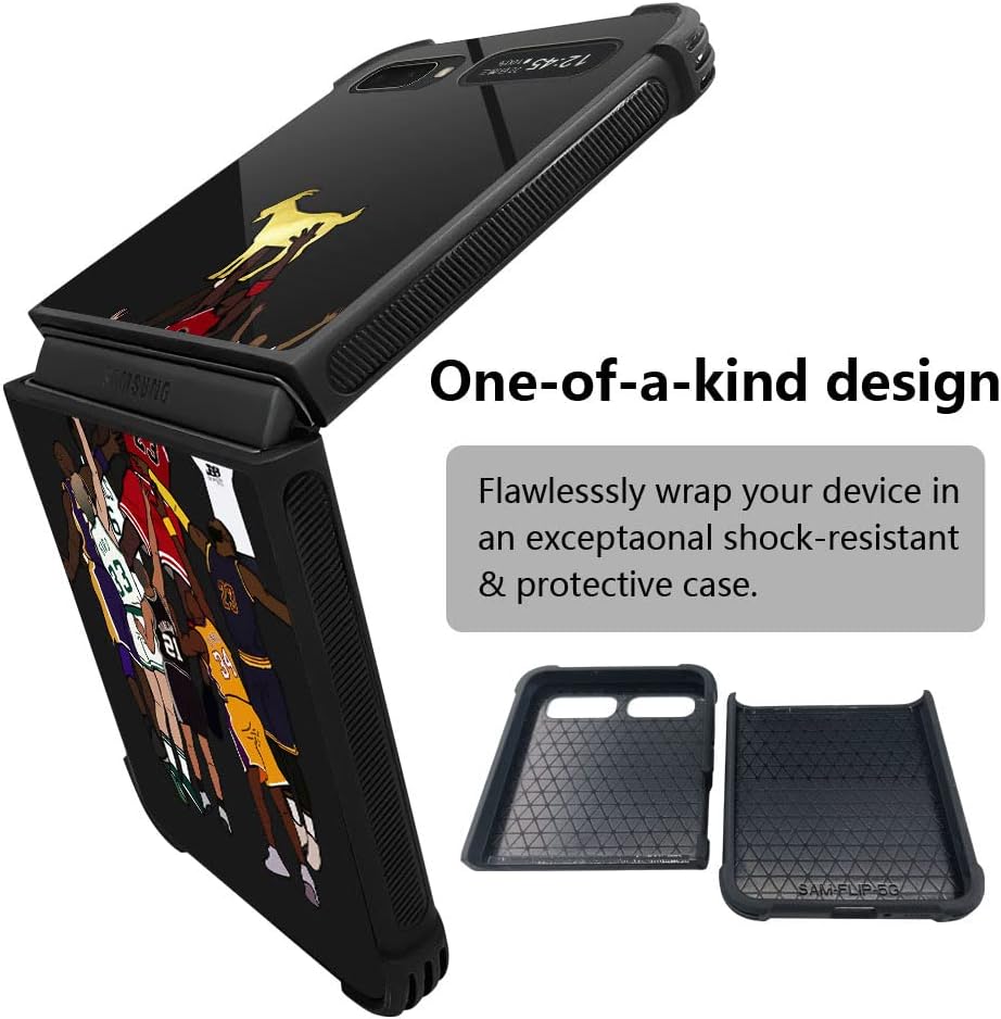 ANLUN STORE Funda compatible con Galaxy Z Flip 5G, Jugador de baloncesto 35 Galaxy Z Flip 5G para niños y hombres, TPU suave, antiarañazos, a prueba
