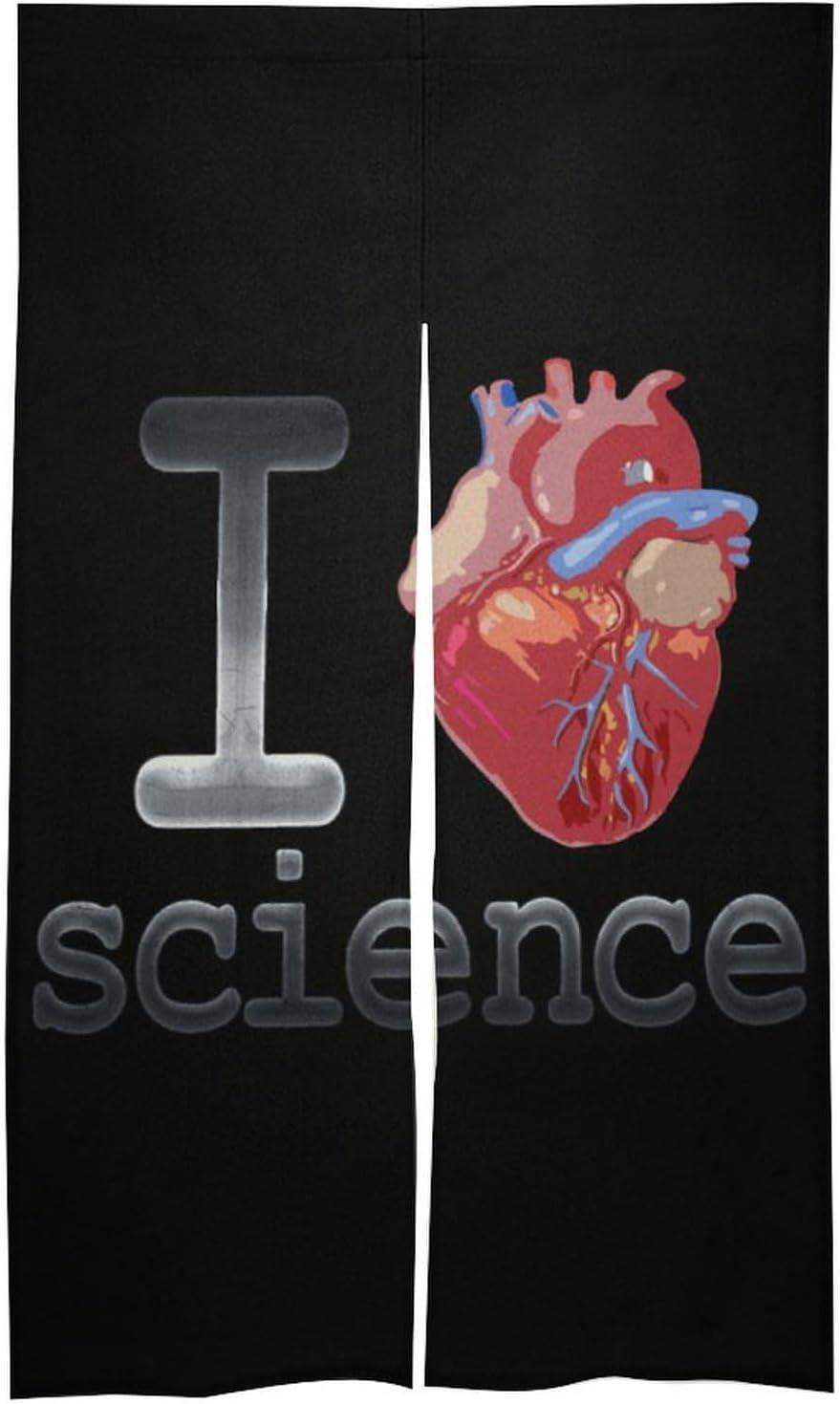 I Lvoe Science Heart Printed Door Curtain Japanese Noren Doorway Curtain Window Treatment Hanging Door Tapestry for Room Divider Kitchen Home Decor