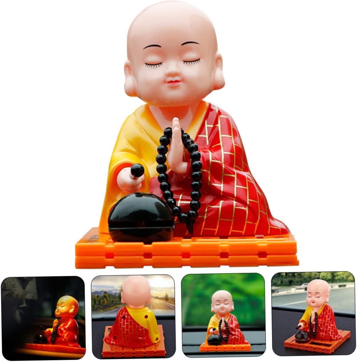 Adornos de muñeca, figura de acción, cabeza sacudida, decoración de coche, figura de monje solar, coches, salpicadero, figuras de salpicadero,