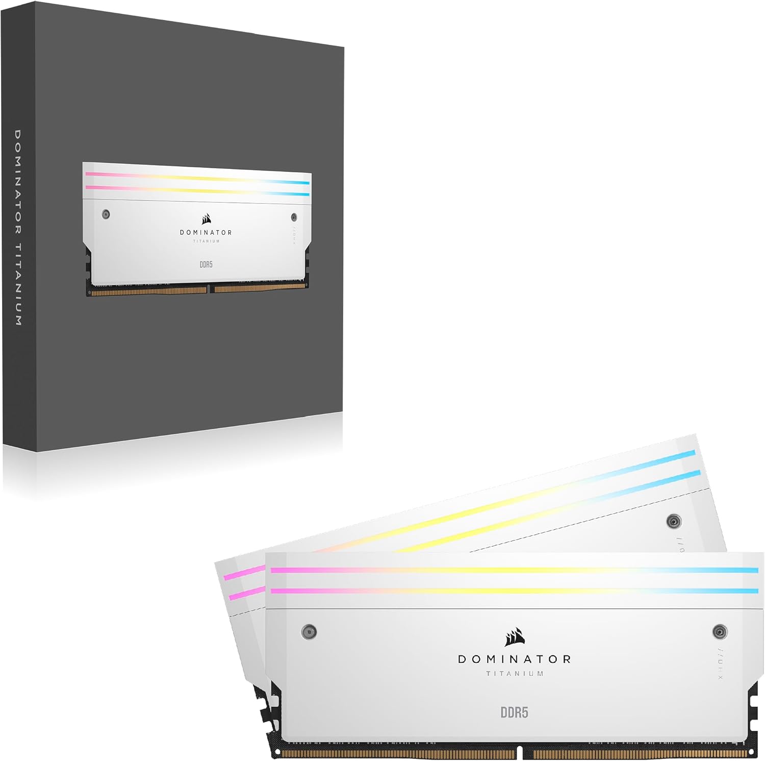 CORSAIR Dominator Titanium RGB DDR5 RAM 64 GB (2 x 32 GB) DDR5 6600 MHz CL32 Intel XMP iCUE Memoria de computadora compatible – Blanco