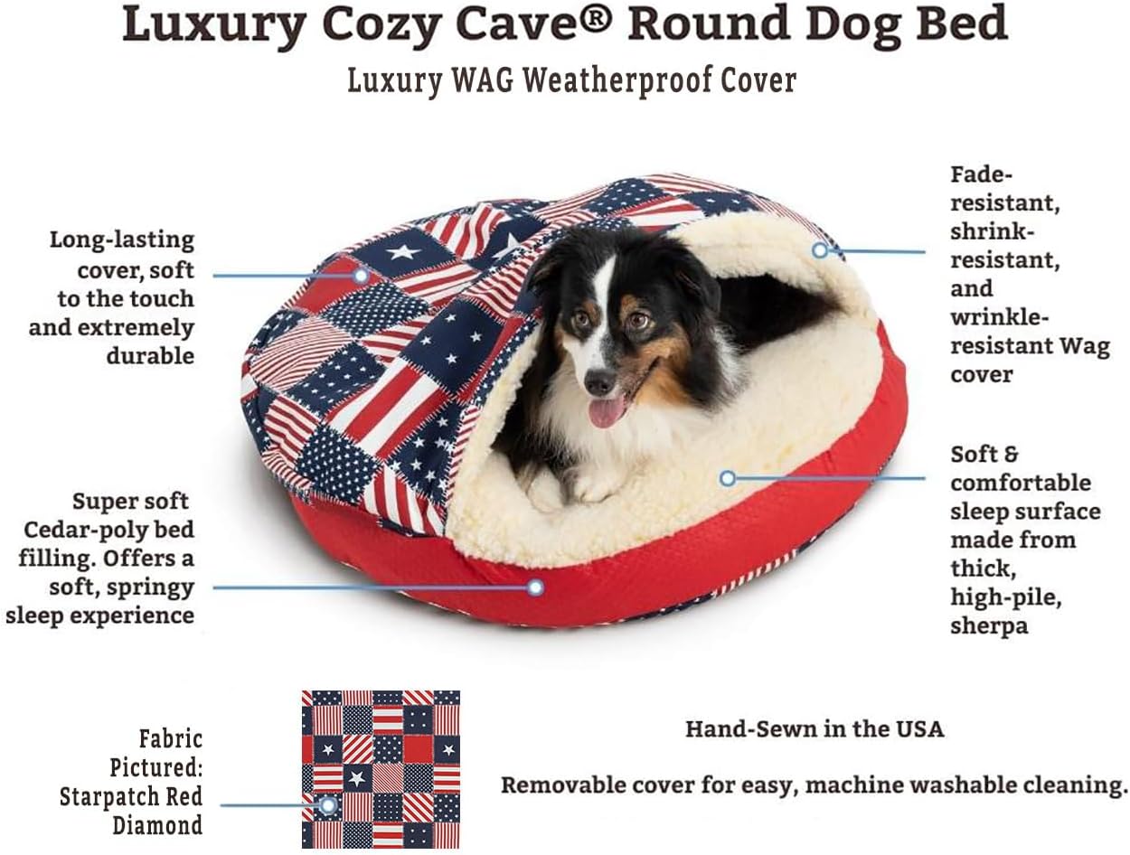 Snoozer Cama acogedora para mascotas de lujo, colección Wag, grande – Pedigree Denim