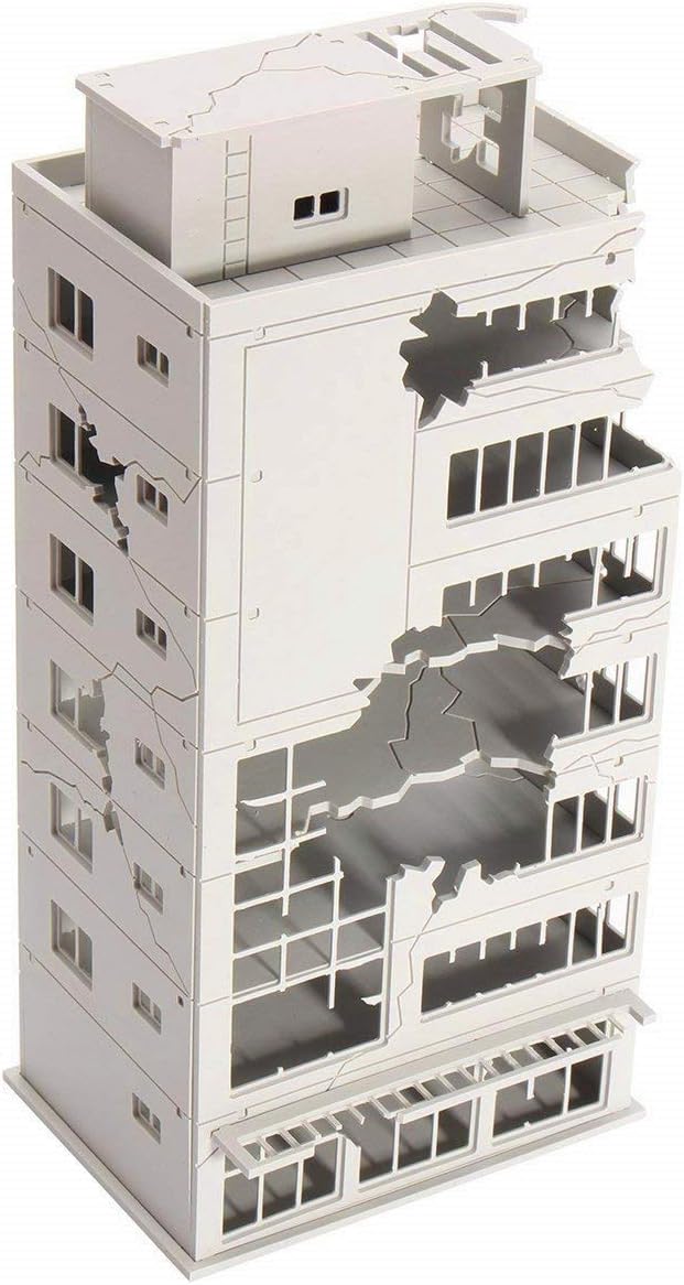EatingBiting Escala N 1144 1144 Ruined Damaged Building After War Assembling Model Outland Realism Scene for DIY Sand Table Garden Micro Landscape