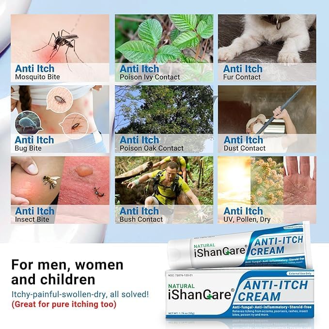 Crema calmante antipicazón extra fuerte ungüento para aliviar la picazón de la piel, para picazón de cuerpo completo causado por cambios