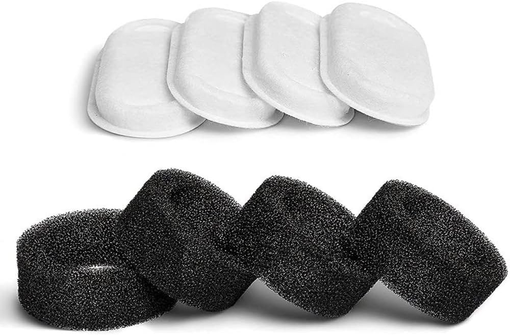 Ofat Home Filtros de fuente de agua para gatos, paquete de 4 filtros de repuesto con 4 esponjas de prefiltro