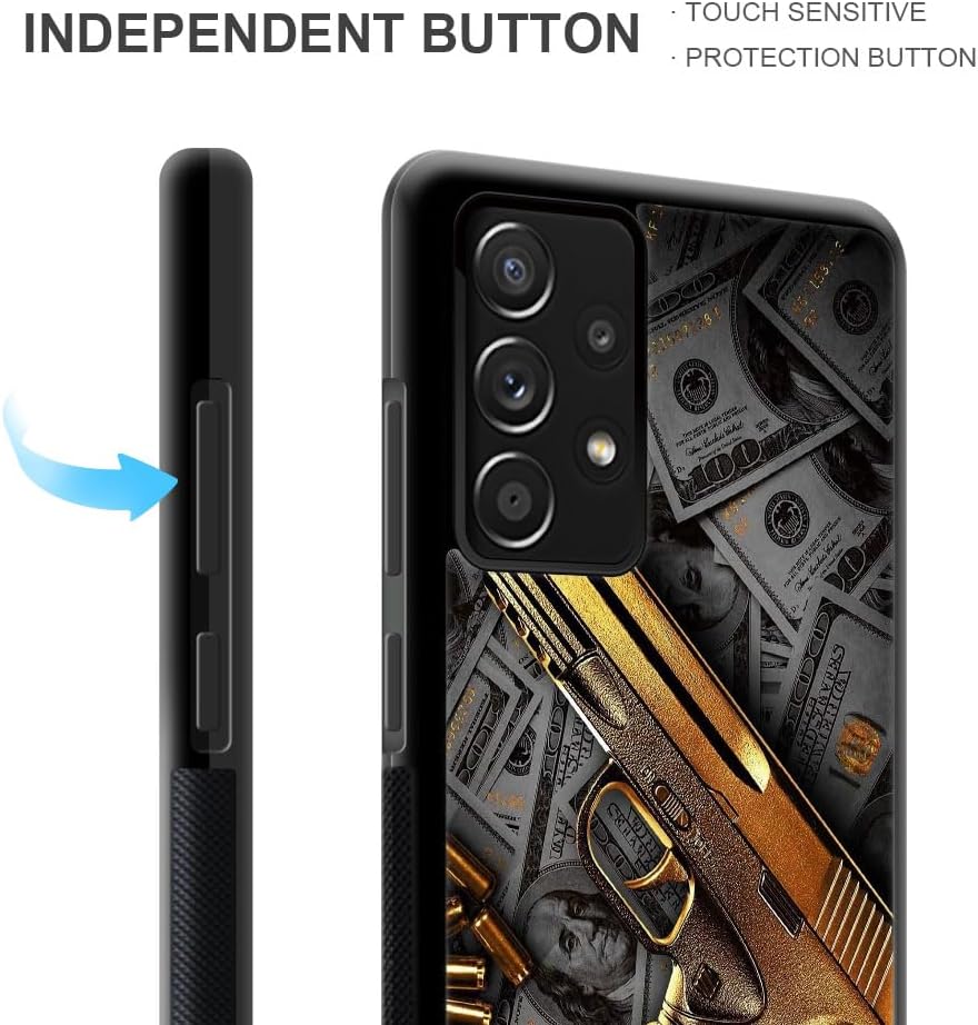 CARLOCA Compatible with Samsung Galaxy A32 4G Case,Gold USA Money Pattern,Ultra Protection Shockproof Soft Silicone TPU Non-Slip Back for Samsung