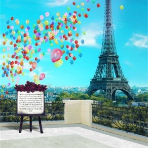 AOFOTO Fondo de torre Eiffel de 4 x 6 pies, paisaje de París, Francia, ciudad, arquitectura, balcón, globos coloridos, caballete, fotografía, fondo, AOFOTO Fondo de torre Eiffel de 4 x 6 pies, paisaje de París, Francia, ciudad, arquitectura, balcón, globos coloridos, caballete, fotografía, fondo,