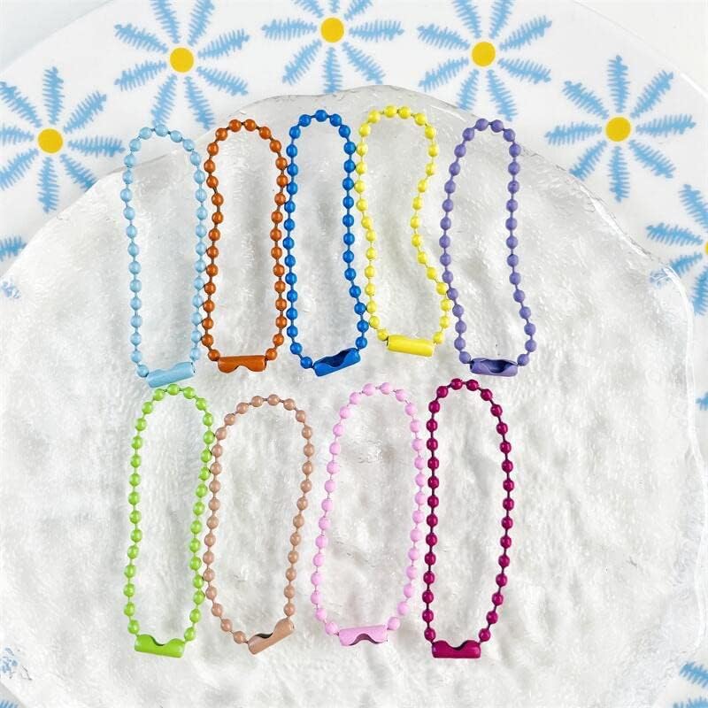 100pcs arco iris colorido bola bola llavero hebilla cuentas cadena DIY accesorio, Color del arco iris