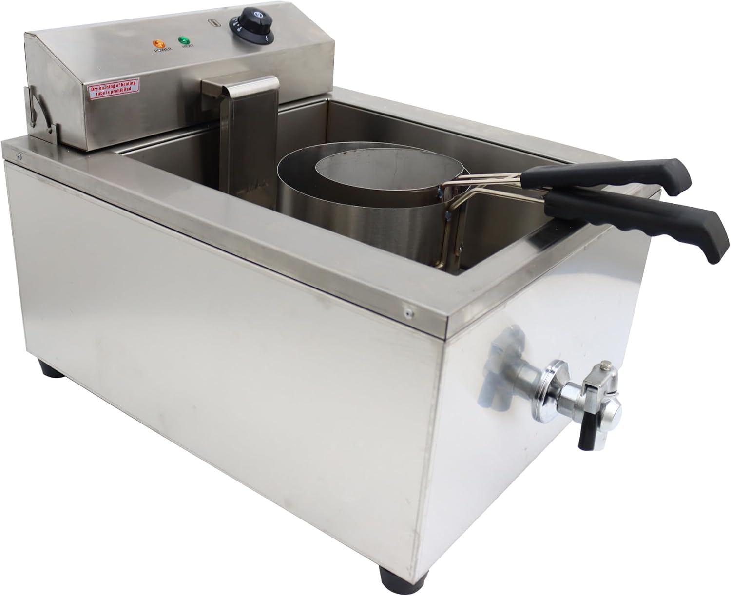 Freidora comercial de acero inoxidable con 2 moldes de anillo para pasteles, donas, pollo frito, papas fritas