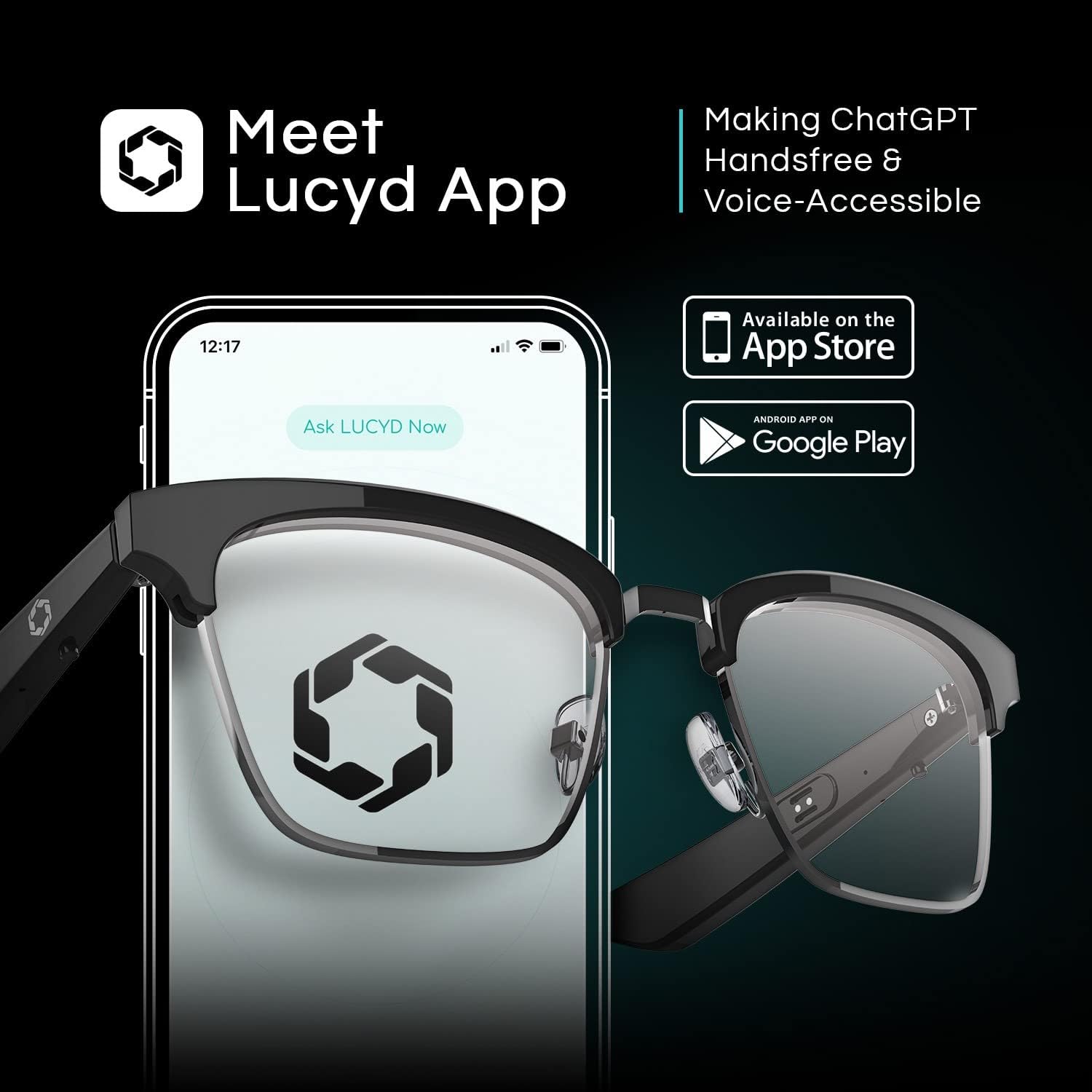 Lucyd – Gafas de audio Bluetooth – Gafas inteligentes para hombres y mujeres con protección de luz azul – Oreja abierta, micrófono inalámbrico con