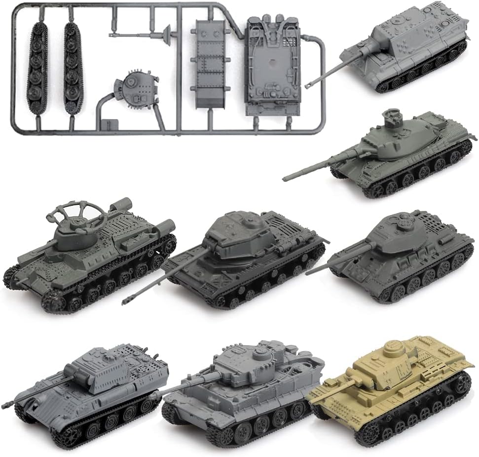 ViiKONDO Kit de modelo de tanque de juguete, vehículo militar escala 1144, 8 piezas de la Segunda Guerra Mundial alemán Tigre Pesado Pantera Mediana