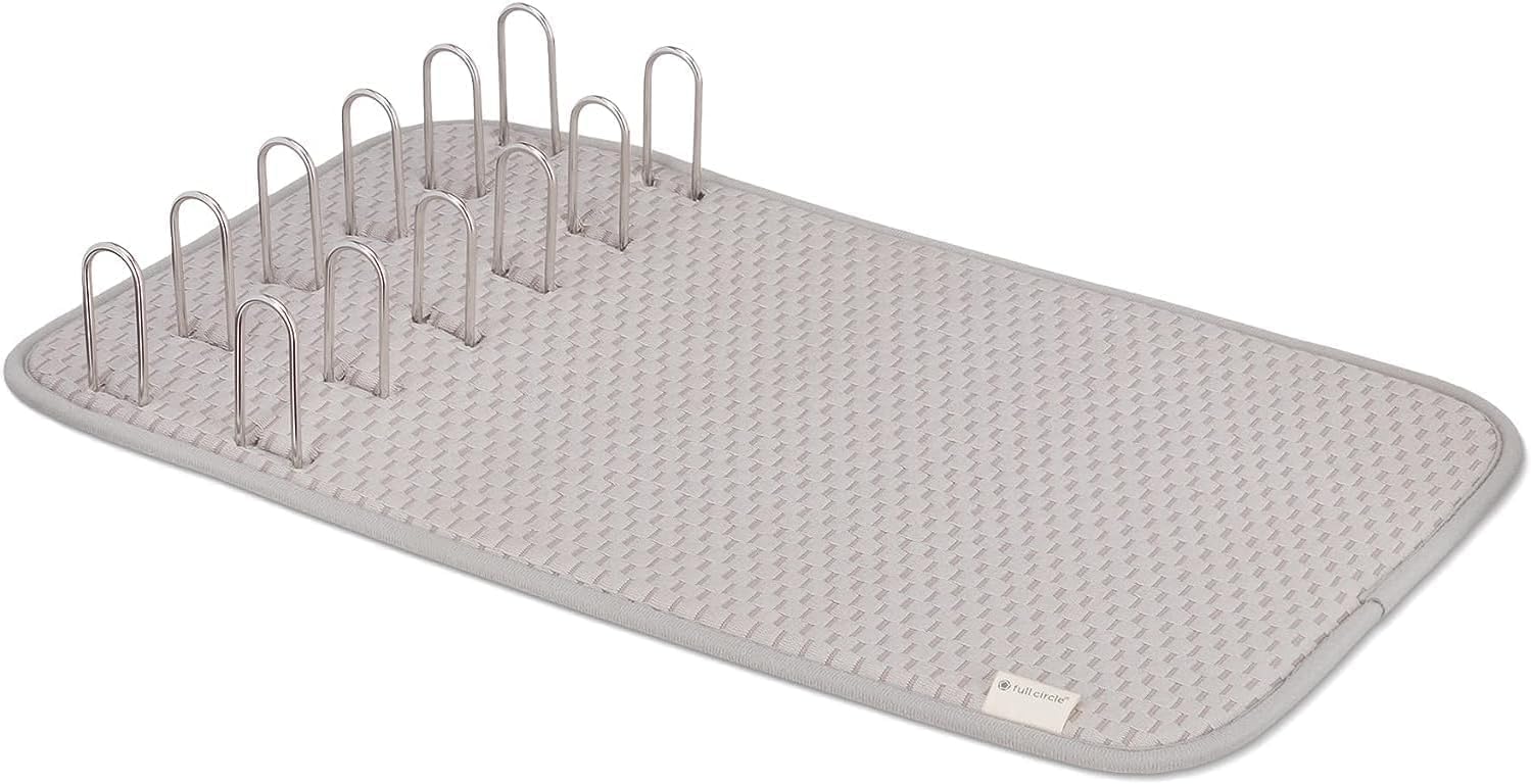 Full Circle Shape Shifter – Accesorios para fregadero de cocina, tapete de microfibra reciclada + estante, color gris