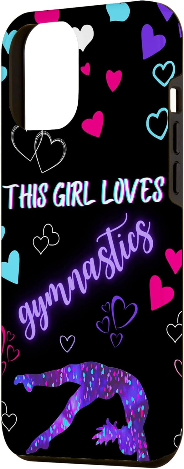 Funda para iPhone 13 Pro Max Gymnast This Girl Heart Loves Gymnastics Pink Teal