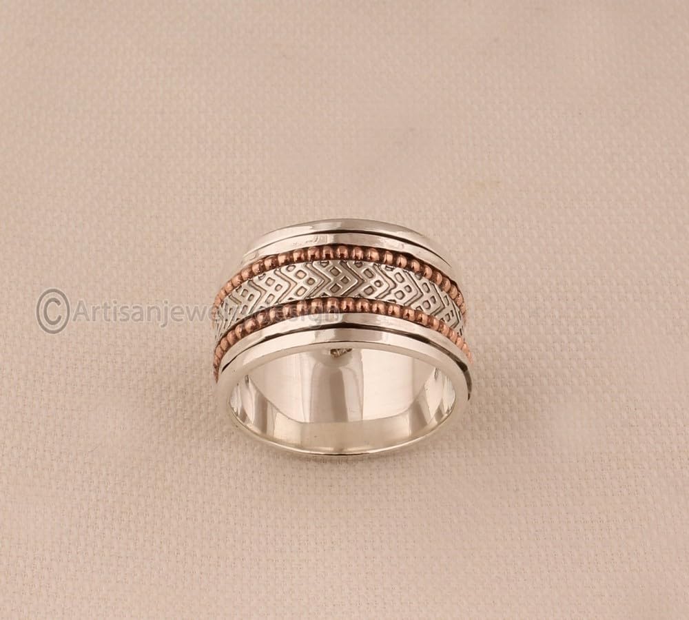 925 Silver Ring, Handmade Ring Silver, Fidget Spinner Ring, Spiritual Silver Ring, Spinner Ring Women, Meditation Ring, Spinner Band Ring, Chunky