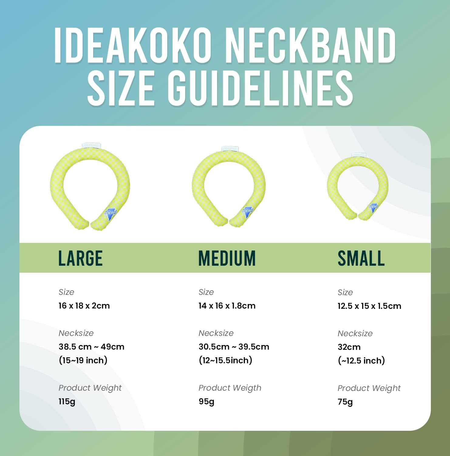 icicool Neckband – Envoltura de cuello refrescante para climas cálidos, construcción, caminar y mucho más. Se congela a temperatura ambiente. Sin