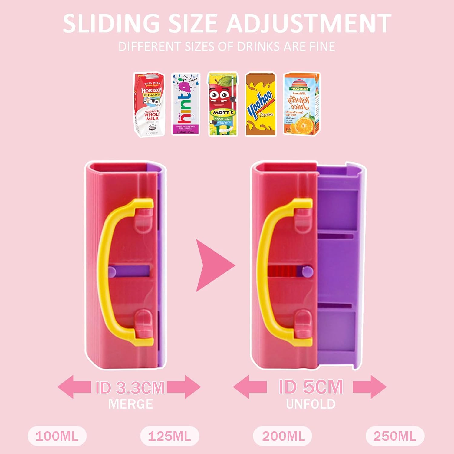 Caja de jugo para niños, soporte para caja de leche, soporte para bolsa de jugo para niños pequeños, bolsa plegable ajustable para alimentos y