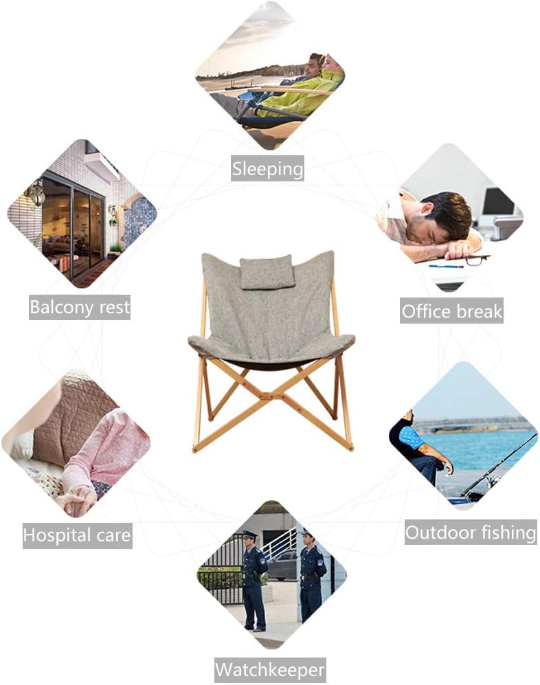 Silla plegable de madera maciza para el almuerzo, silla reclinable portátil de haya con cómodo cojín (sin necesidad de instalar) (soporte de color