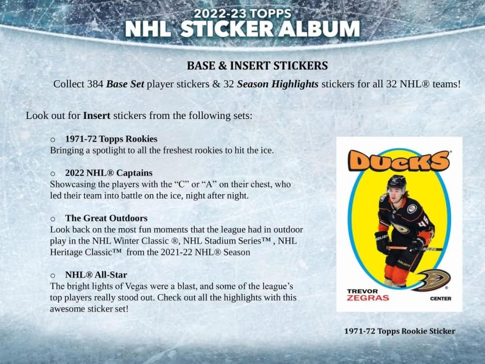 2022-23 NHL Topps Hockey Stickers Collection Factory Sealed Box 50 Packs. Smaller than regular sportscard, paper thin, See scans for details of the