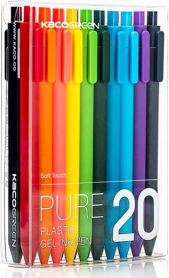 KACO Bolígrafos de tinta de gel retráctil suaves al tacto, 0.5mm, punta fina