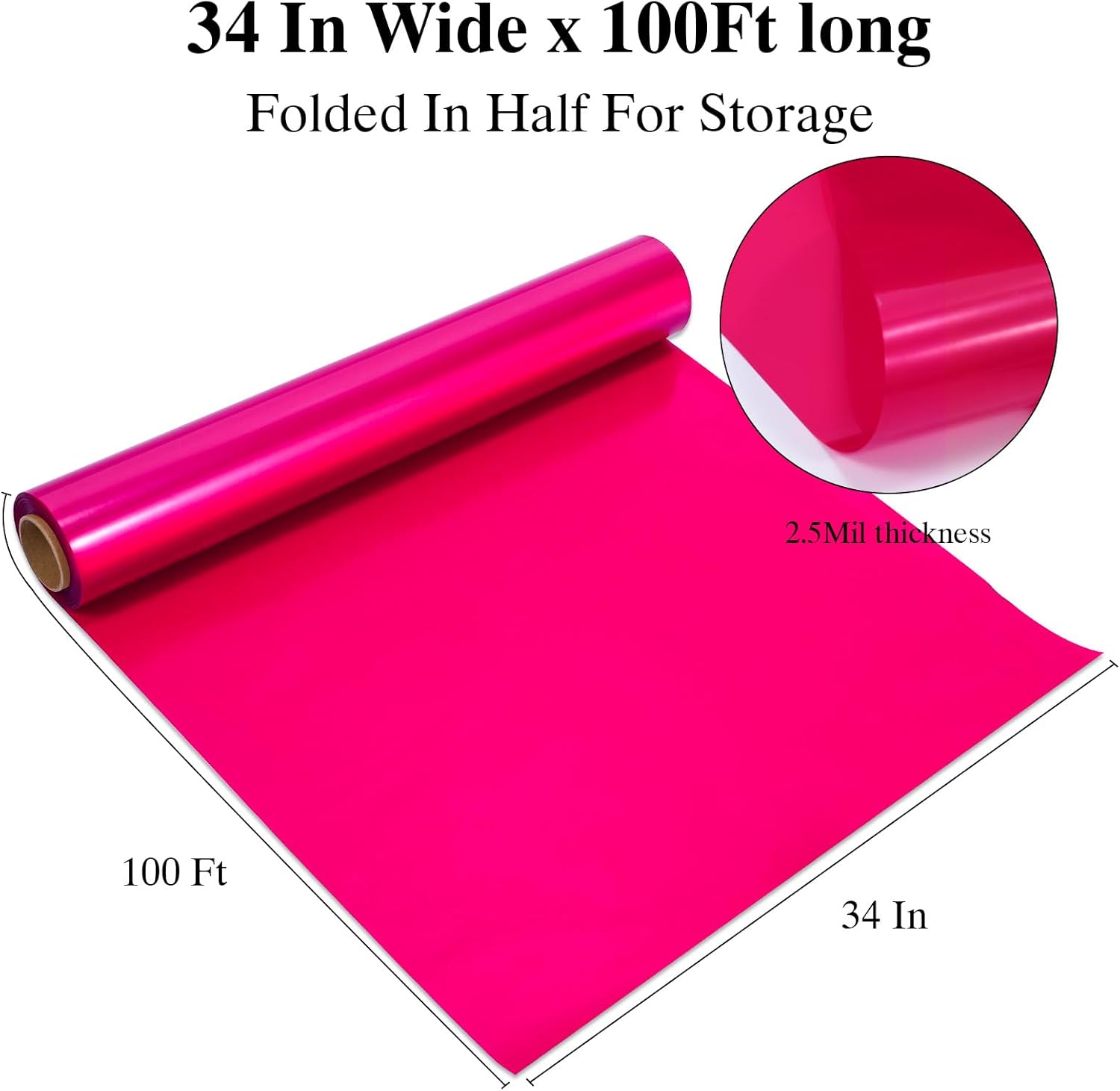 HiloPack Rollo de celofán para el día de San Valentín para cestas de regalo, papel de regalo de celofán rosa extra grande de 3 mil, 34 pulgadas