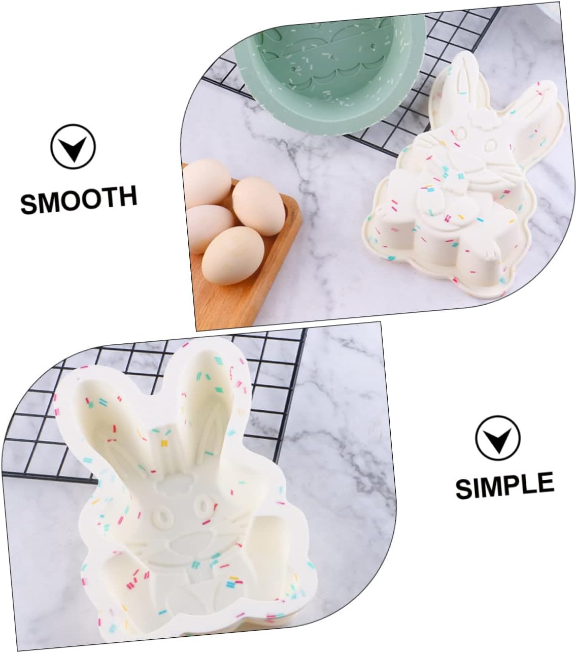 Jalea de Pascua Huevo de Pascua Molde de Silicona Pastel de Huevo de Pascua Pudín de Silicona Conejito Hornear Galletas Mantequilla de Maní Conejito