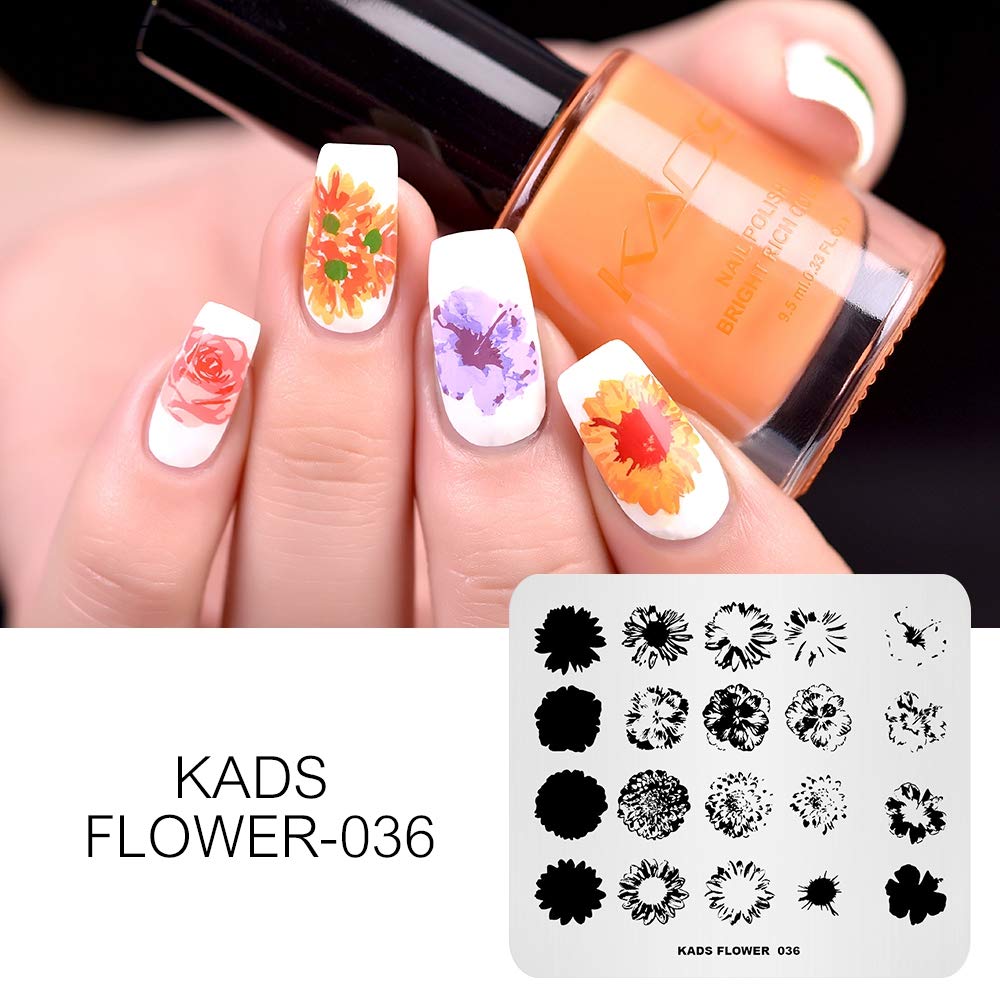 KADS 5pcs Nail Stamp Placas Set Uñas Arte Estampado Placa Hojas Flores Animal Nail Plate Plantilla Imagen Placa