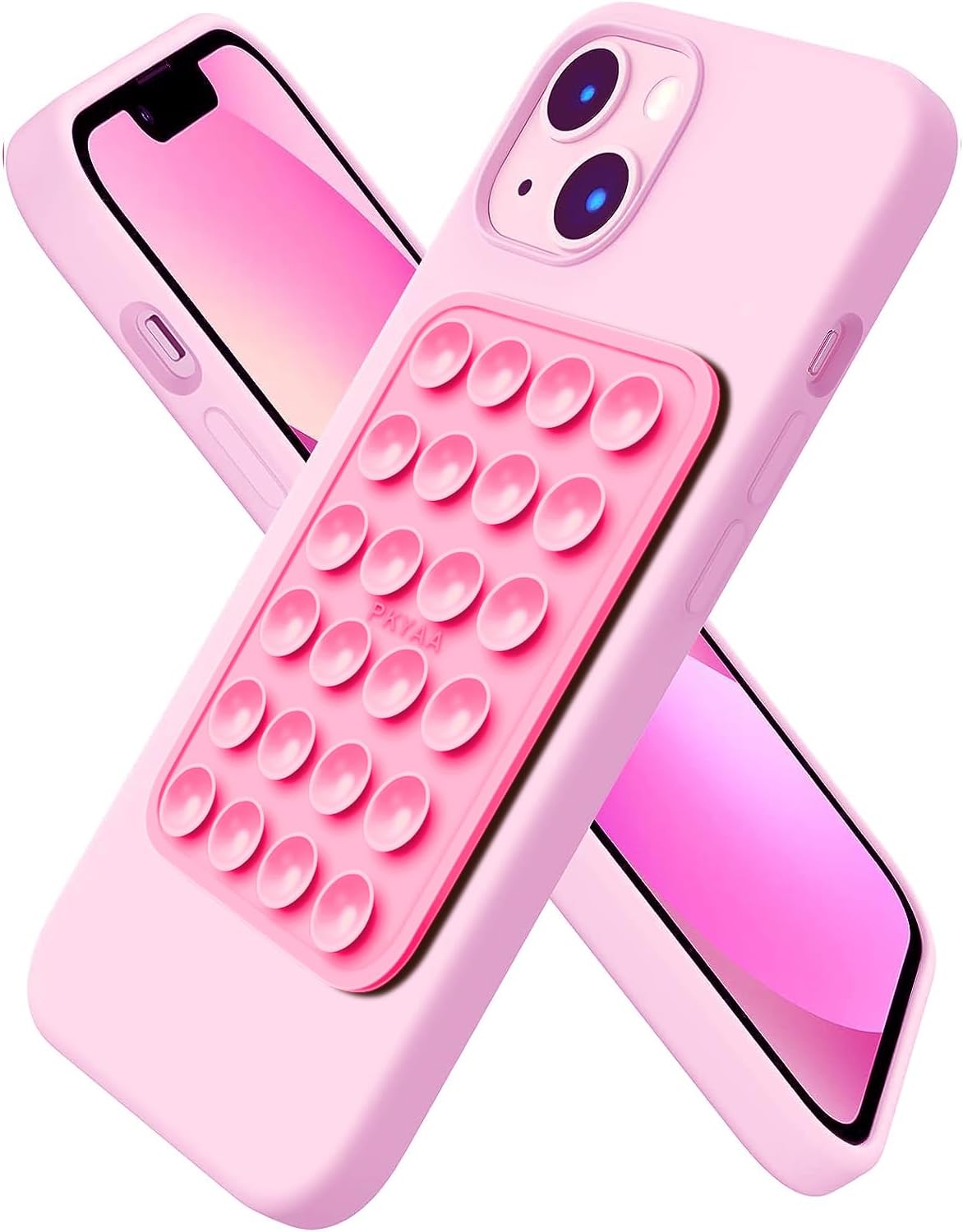 PKYAA Soporte de silicona con succión para teléfono, accesorio adhesivo de silicona para teléfonos inteligentes, soporte de teléfono con espejo
