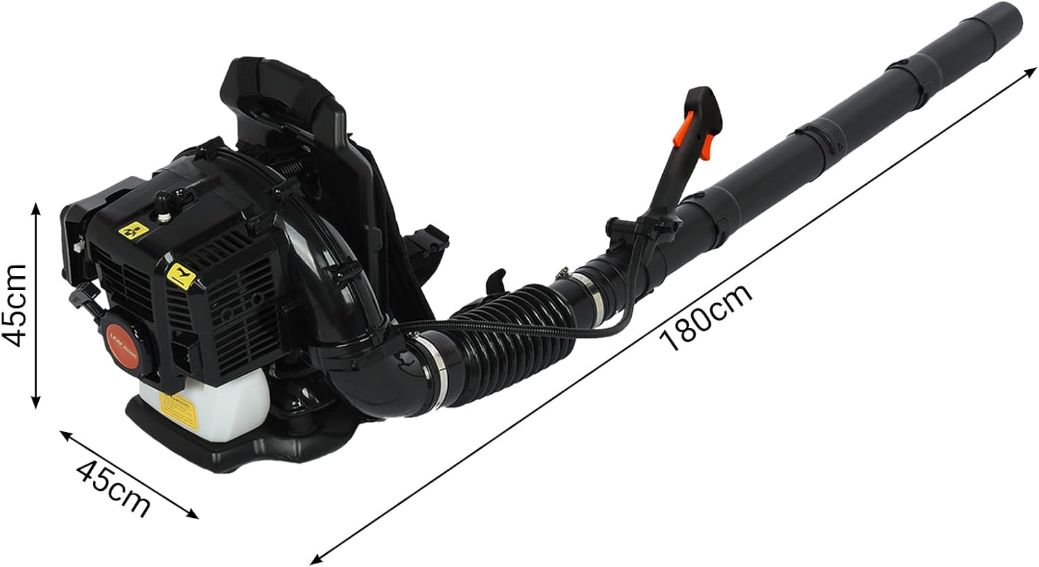 Soplador de hojas de 52CC 550CFM de un solo cilindro, refrigerado por aire, 1.7 HP, soplador de hojas de dos tiempos, ideal para remoción de nieve y