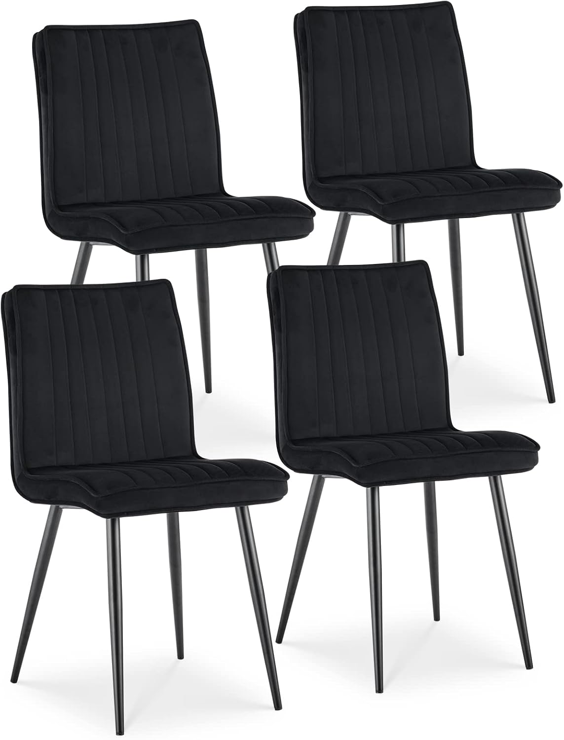 TUKAILAi Juego de 4 sillas de comedor de terciopelo, sillas de cocina tapizadas con respaldo y patas de metal fuertes, silla de ocio para sala de