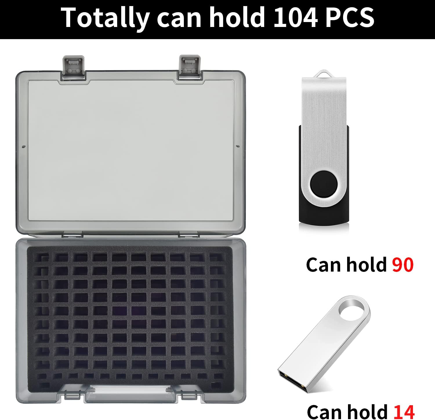 FULLCASE Estuche para unidad flash USB, memoria USB, organizador de almacenamiento de tarjetas SD, capacidad para 104 unidades, soporte de