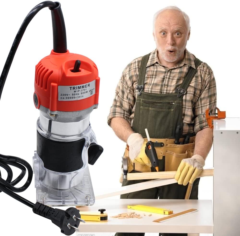 Recortadora de madera eléctrica de 800 W, Herramienta de carpintería de enrutador de palma laminado de madera de 14 ”, Recortadora de borde de
