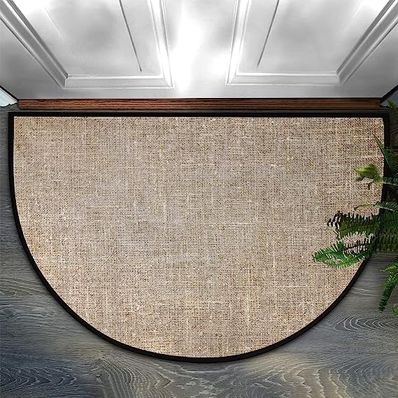 Alfombras de baño, estilo textil, diseño retro, alfombra de puerta semicircular, alfombra de área de medio círculo. Tapete antideslizante para el