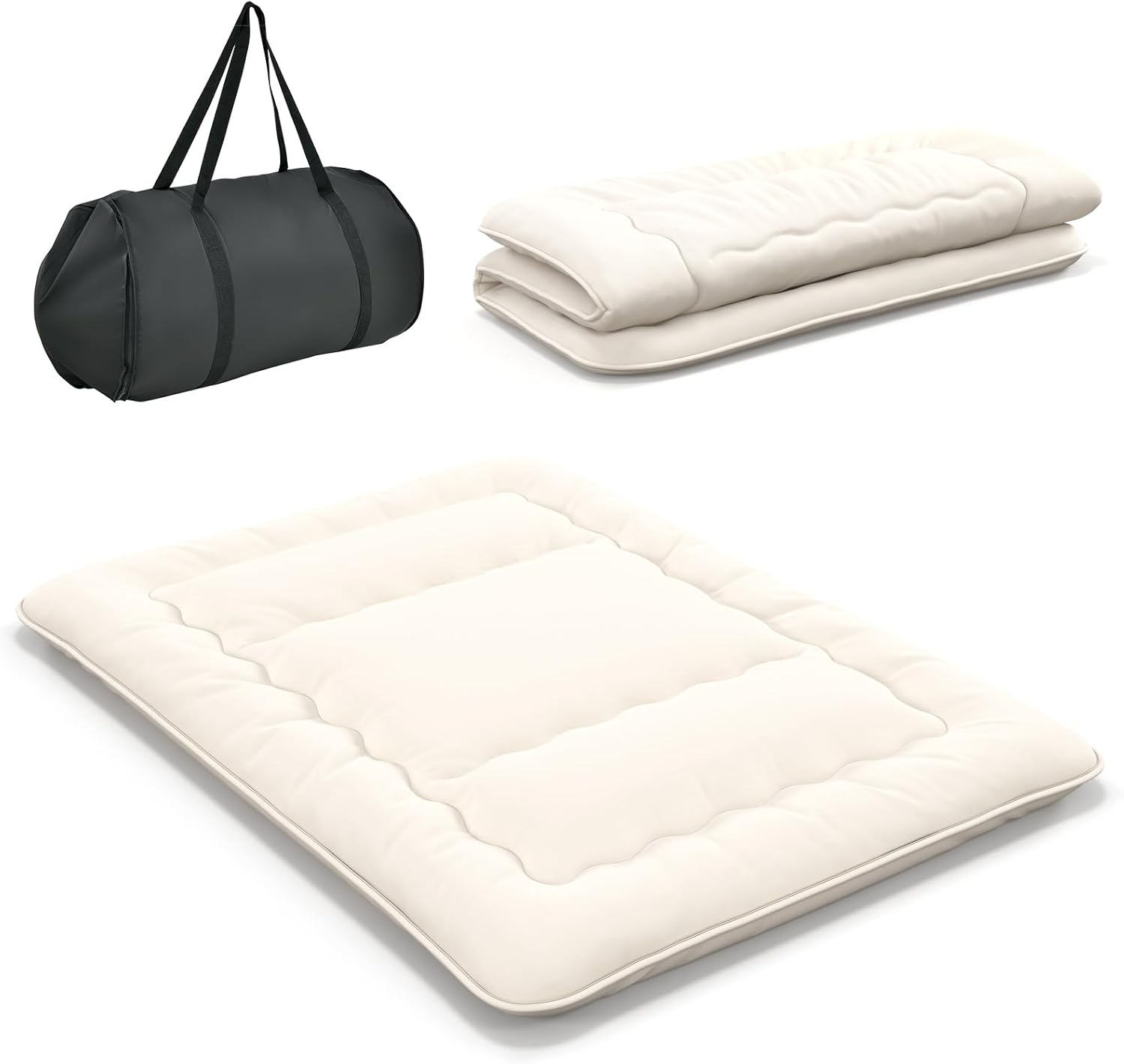 Giantex Colchón japonés de futón, colchón enrollable de tatami con funda lavable y bolsa de transporte, almohadilla de dormir plegable y portátil