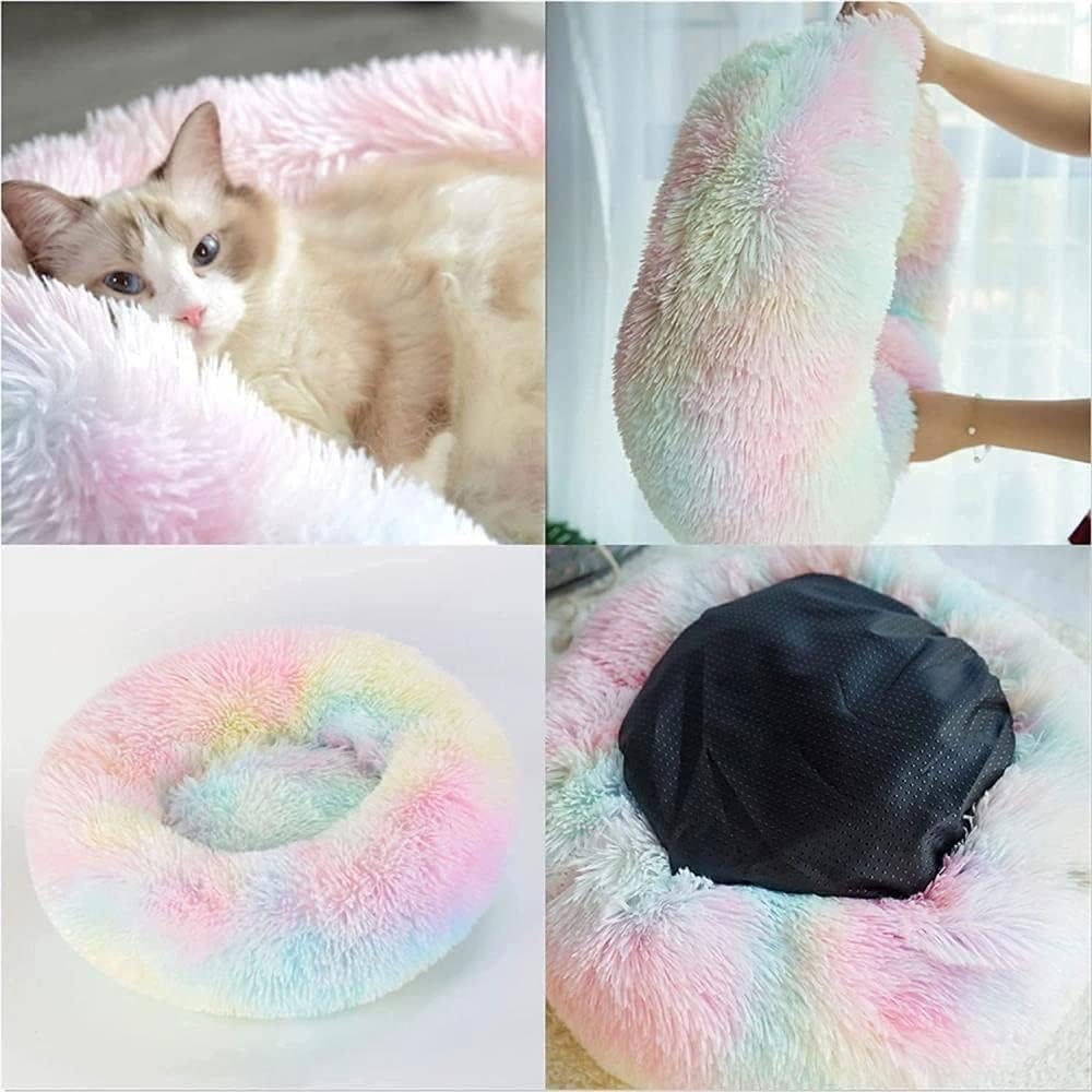 Camas para gatos de interior  Cama para gatos lavable de 2024 pulgadas, camas para perros pequeños y medianos, antiansiedad, cama redonda de felpa