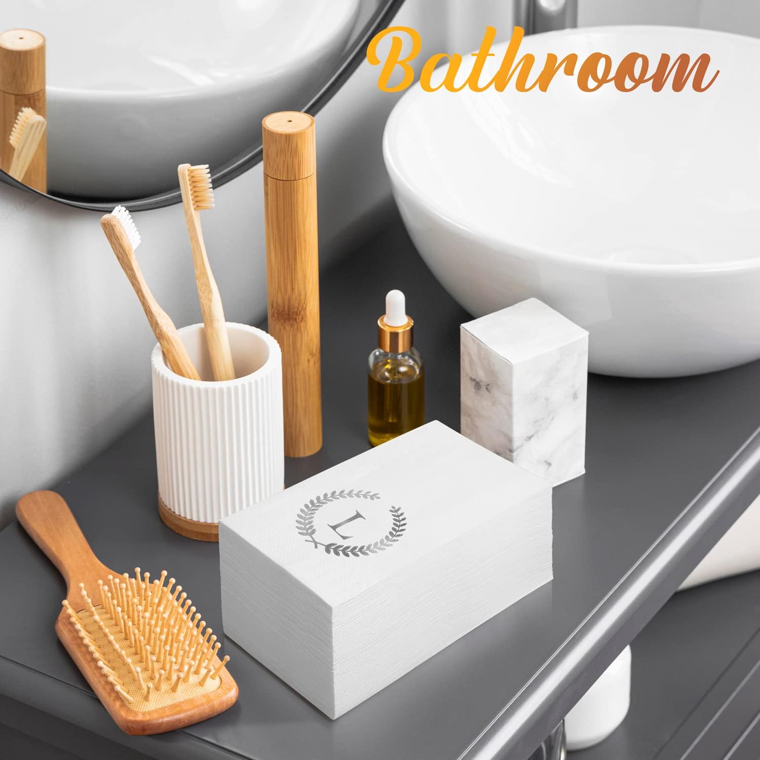 Paquete de 200 servilletas desechables con monograma de papel de aluminio plateado con letra L, toallas de papel desechables para boda, compromiso,