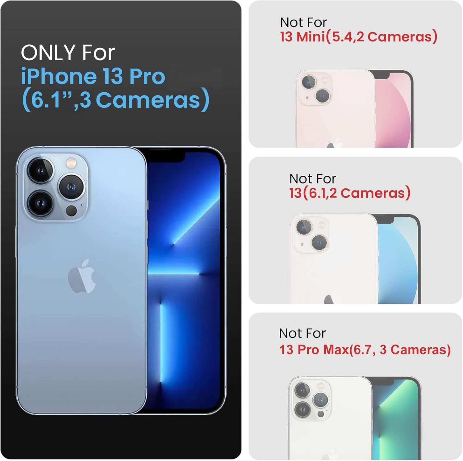 FireNova Funda para iPhone 13 Pro, funda de silicona mejorada protección de cámara con 2 protectores de pantalla, forro interior de microfibra suave