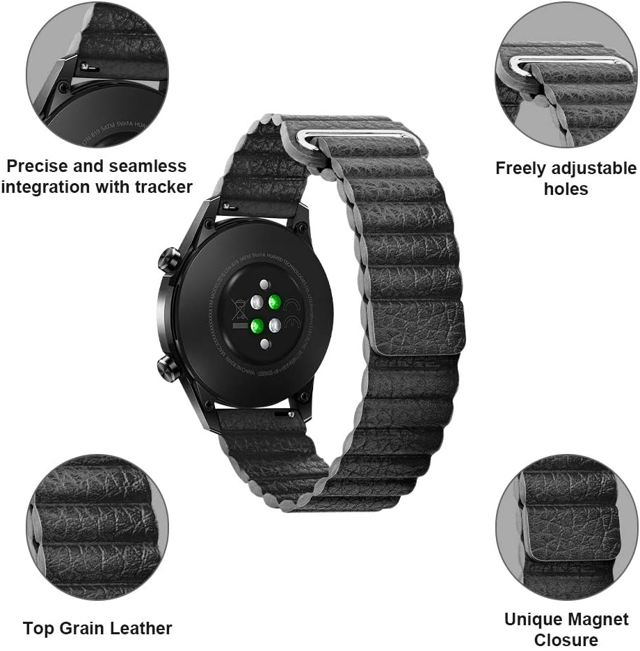 Compatible con Galaxy Watch 3 de 1.772inGear S3 correas ajustables de 0.866in de cuero de liberación rápida con cierre magnético seguro, pulseras de