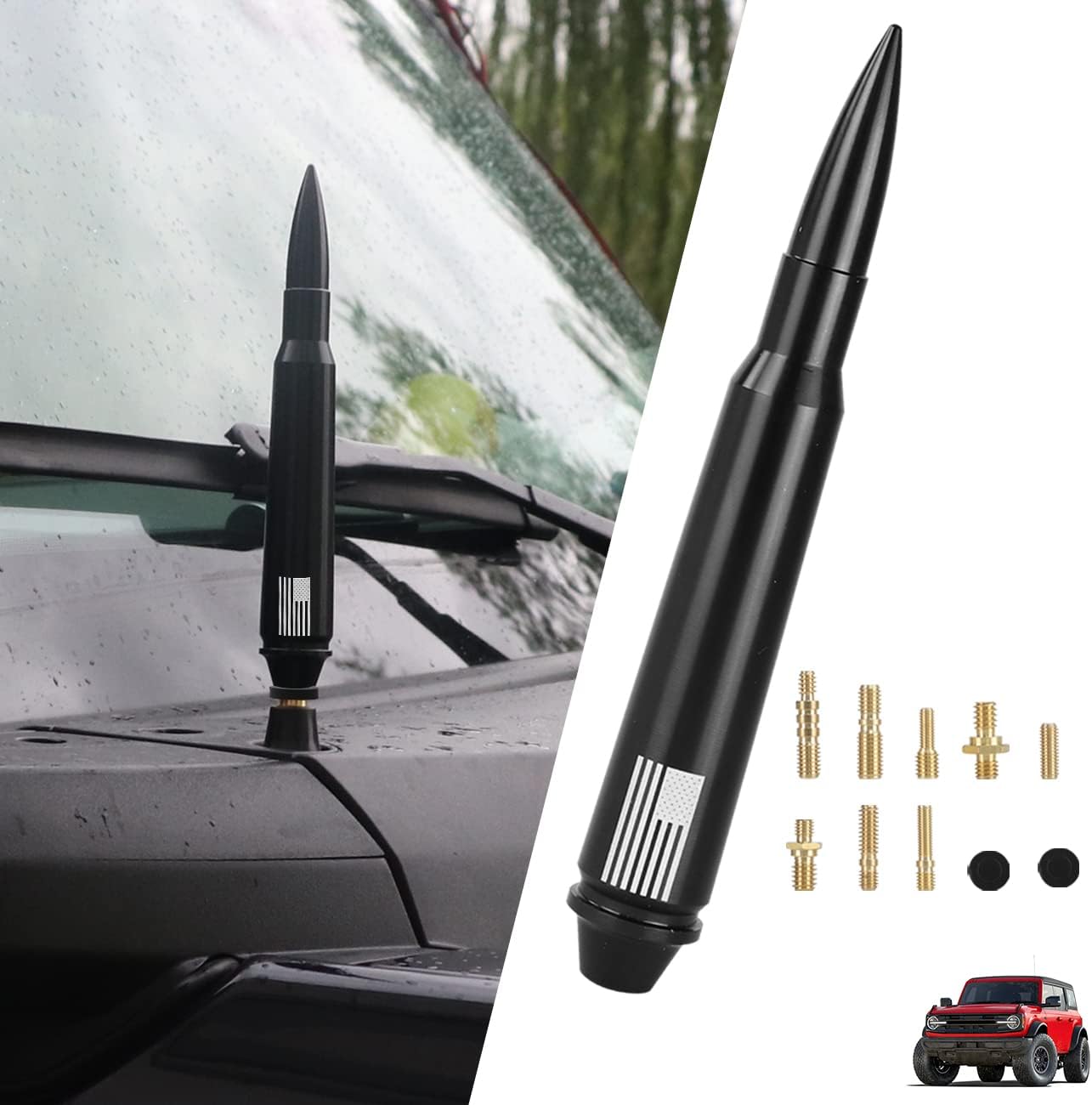 Reemplazo de antena de aluminio de calibre pesado compatible con Ford Bronco 2021 2022 2023 24 puertas accesorios de decoración exterior