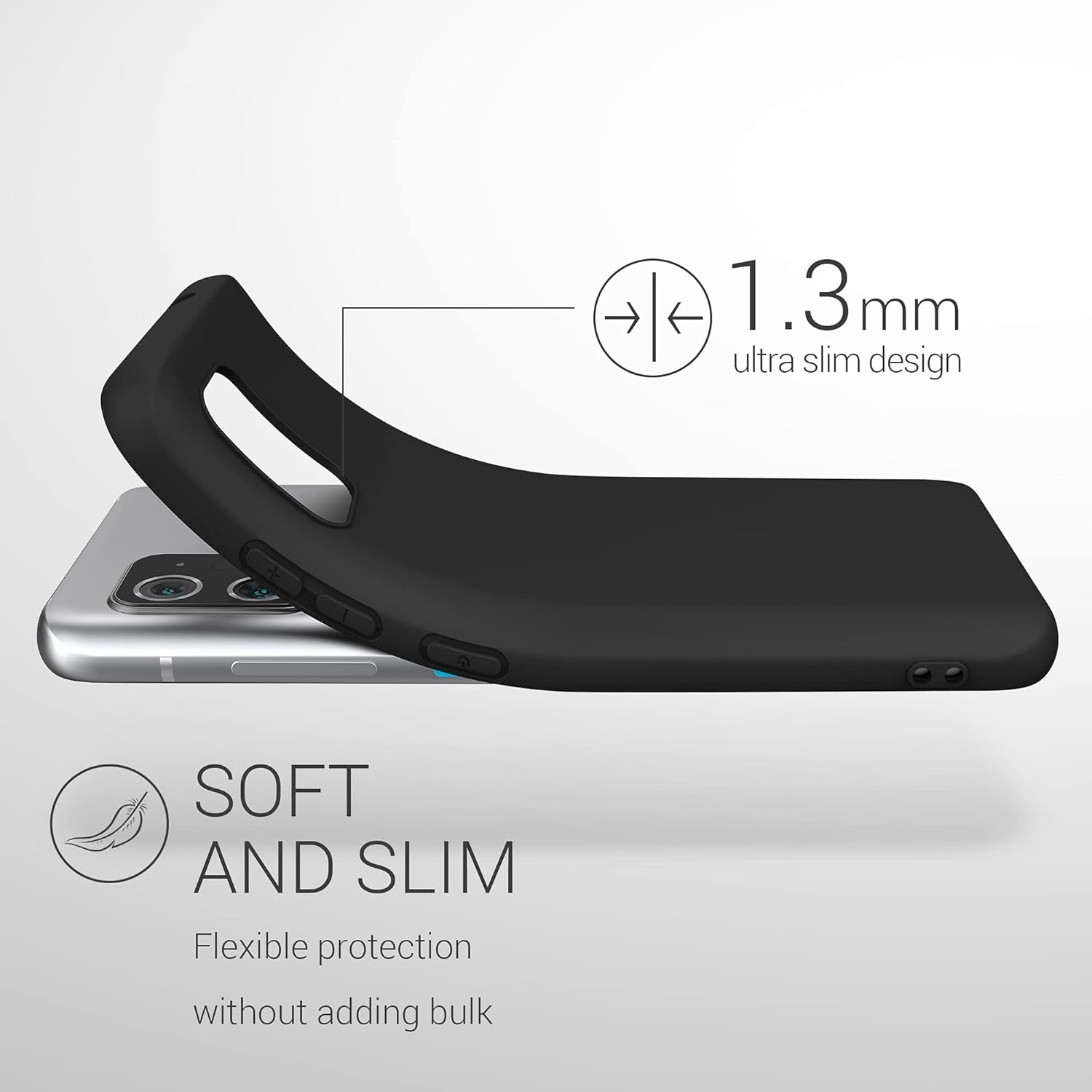 kwmobile Funda compatible con Asus Zenfone 8 – Funda protectora de silicona TPU suave y delgada, color negro mate