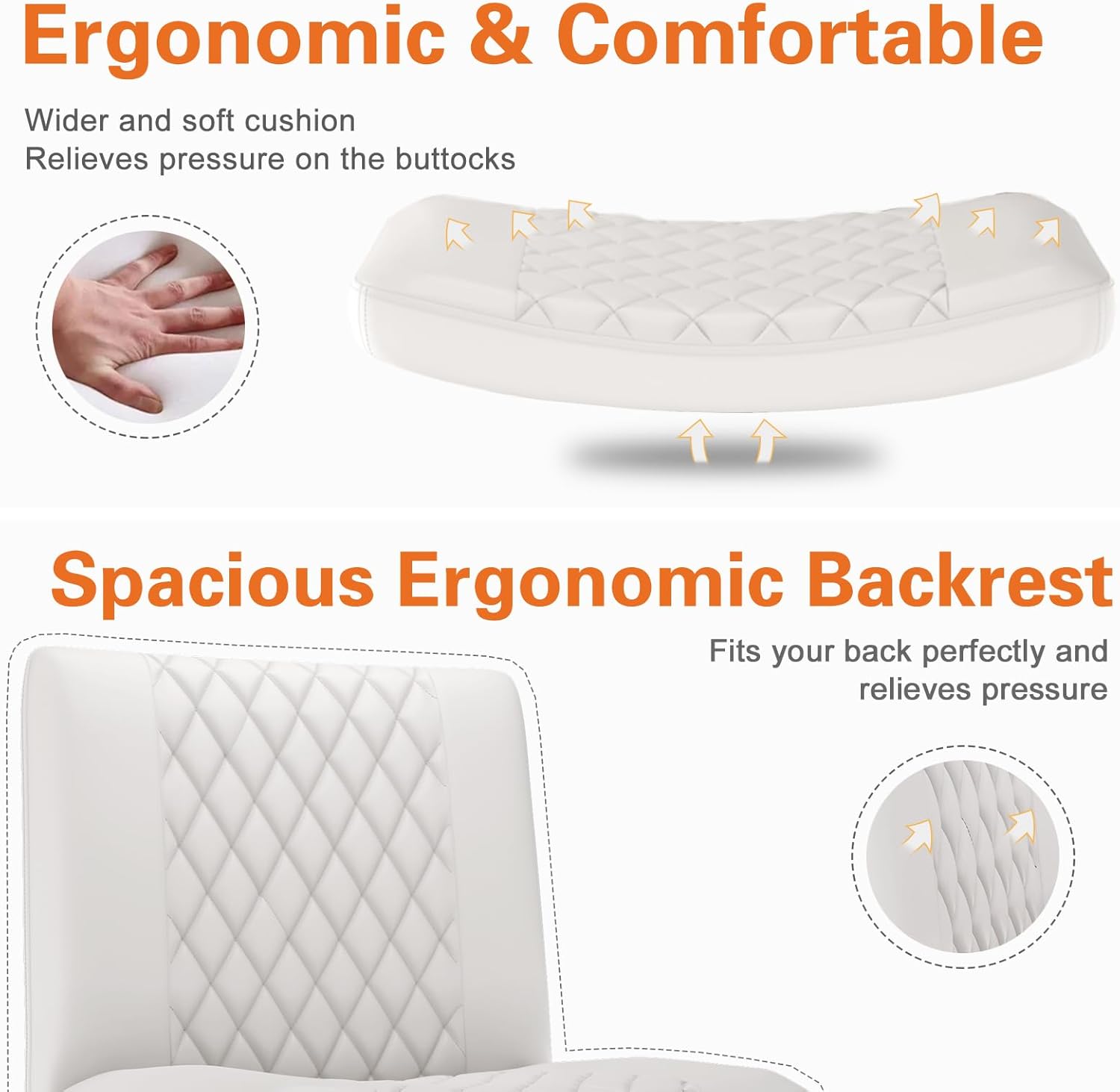 Silla de oficina sin brazos, silla de escritorio sin ruedas, silla de oficina con patas cruzadas, silla de oficina ancha de piel sintética, sillas